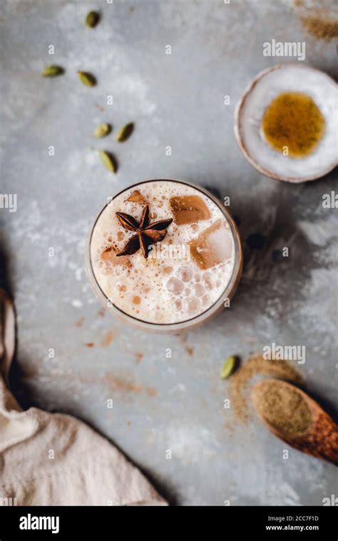 Iced Vanilla Chai Latte Stock Photo Alamy
