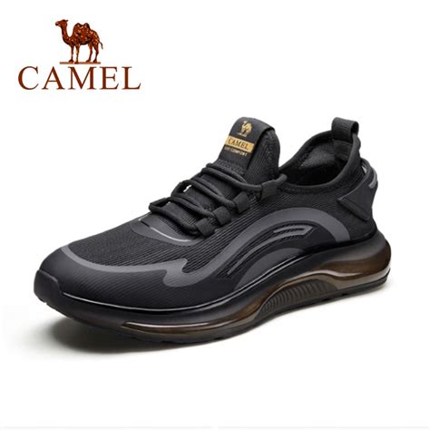 camel men shoes breathable flying woven mesh running sneakers shopee