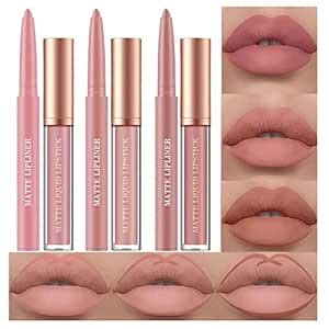 Amazon Pcs Nude Lip Liner And Lipstick Makeup Set Velvety Matte Liquid Lipsticks