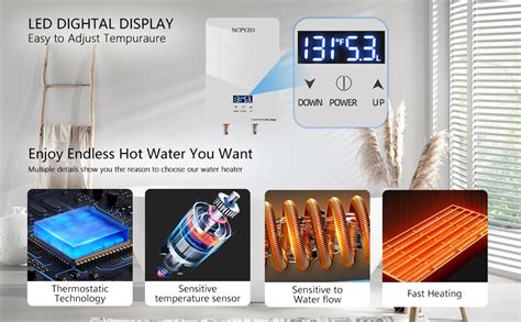 KW Tankless Electric Water Heater V Instant Hot Water For Kitchen Sink Continuous Flow