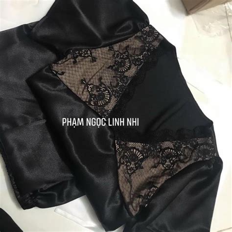 Mua Set phi satin đen phối ren áo hở ngực kèm quần dài bộ thời trang hot girl đi chơi dạo phố