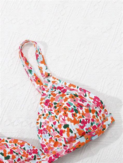 Shein Teen Girl Floral Print Halter Bikini Beach Vacation Swimwear Set Shein Usa