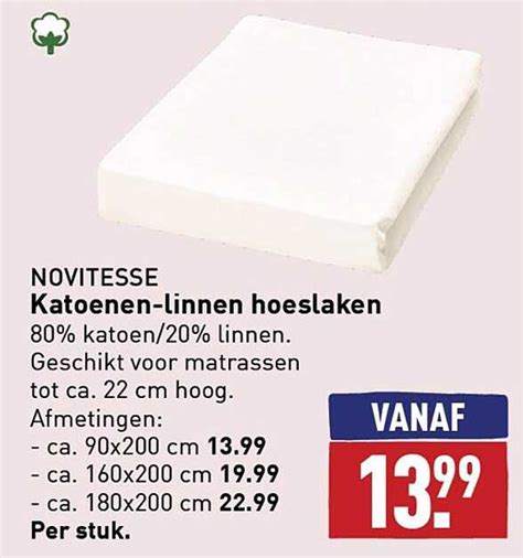 Novitesse Katoenen Linnen Hoeslaken Aanbieding Bij Aldi Folders Nl