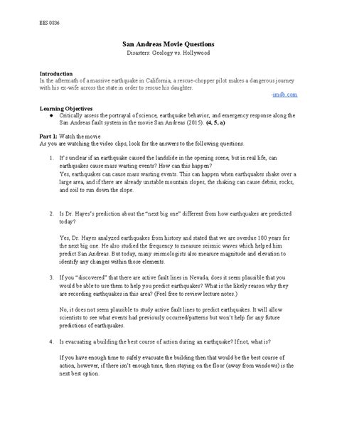 MQ San Andreas EES 0836 San Andreas Movie Questions Disasters