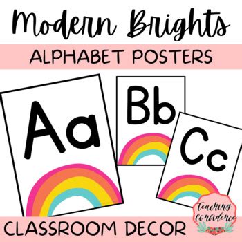 Modern Brights Alphabet Posters Primary Font Printable Class Decor