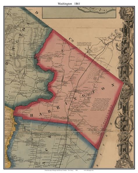 Harrington New Jersey 1861 Old Town Map Custom Print Bergen And Passaic Co Old Maps