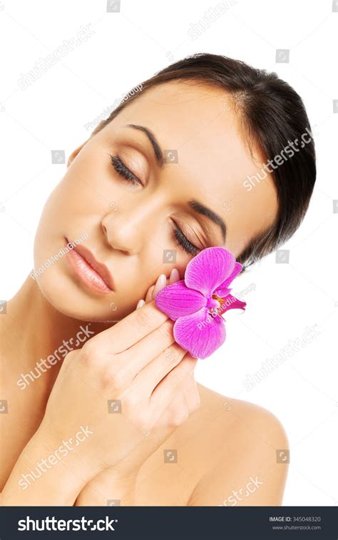 Naked Woman Purple Orchid Petal Near Stock Photo Shutterstock