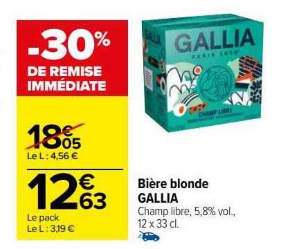 Promo Bière Blonde Gallia chez Carrefour Market iCatalogue fr