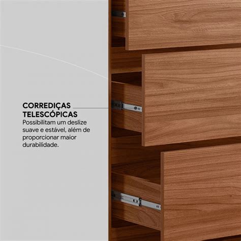 Guarda Roupa Casal Atrice Portas Gavetas Nogueira Touch Nude Prime Tx Dem Bile