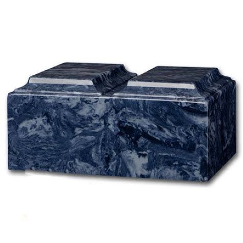 Midnight Blue Cultured Marble Companion Cremation Urn For Two