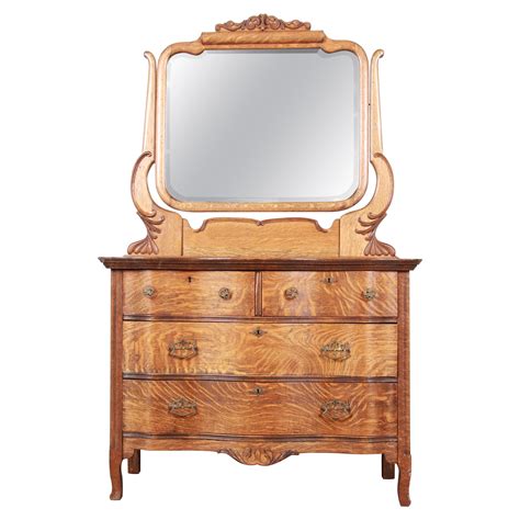 Antique Carved Tiger Oak Dresser With Mirror Circa At Stdibs