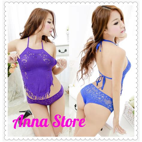 Ready Stock Anna Lingerie Halter And Lace Apron Lingerie And Panty Colors Shopee Malaysia