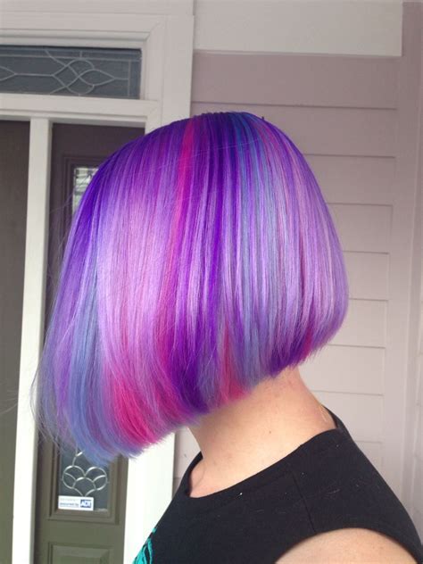 Beautiful Purple Color Melt Ombré Hair Done With Pravana Vivids Magenta Lavender Violet Blue