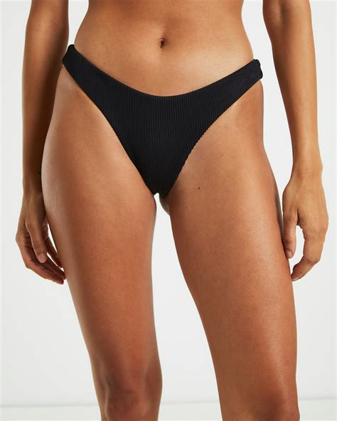 Subtitled Rib Cheeky Cut Bikini Bottoms Black Black SurfStitch