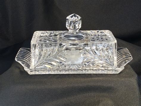 Vintage Crystal Lidded Butter Dish Etched Daisy Flower Etsy