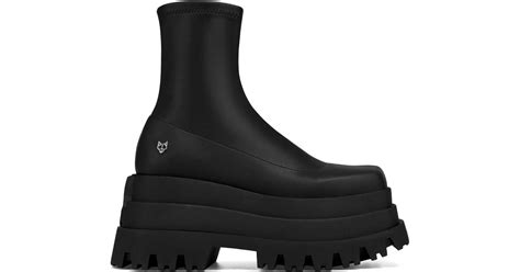 Naked Wolfe Sassy Faux Leather Tiered Platform Boots In Black Lyst