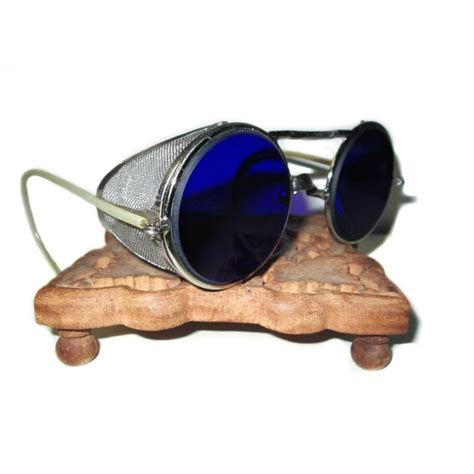 Antique Cobalt Blue Willson Sunglasses Goggles Old Vt Gem