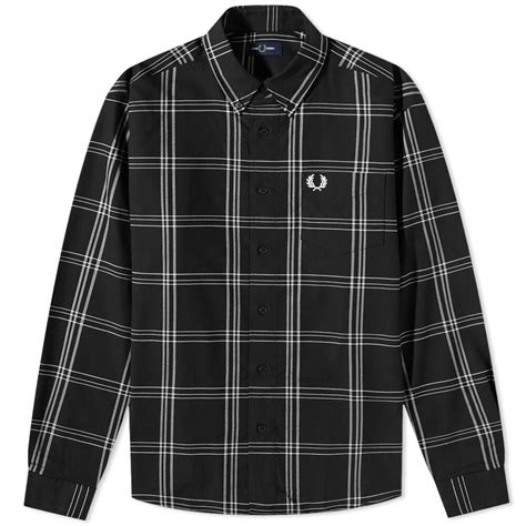 Fred Perry Twill Check Shirt Black Editorialist