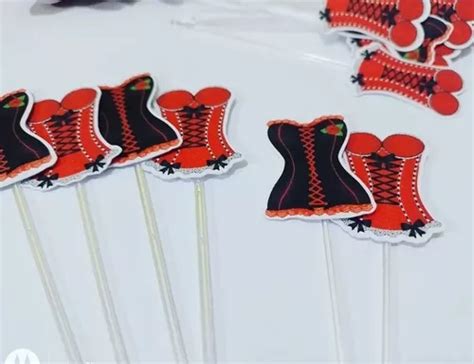 Ch De Lingerie Panela Vermelho Topper Tags Para Doces Parcelamento Sem Juros