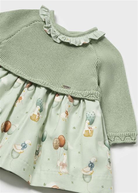 Newborn Combined Knit Dress Water lily | Mayoral