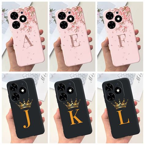Infinix Hot I Fashion Crown Sakura Initial Letter Phone Casing