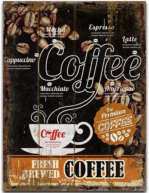 Original Retro Design Fresh Brewed Coffee Wood Signs Wall Art|Natural