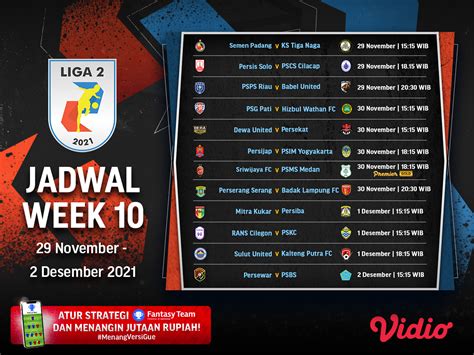 Link Live Streaming Liga 2 2021 Pekan 10 Penentuan Lolos 8 Besar Vidio