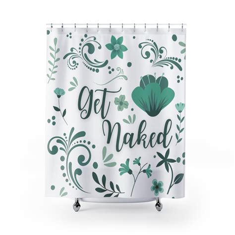 Get Naked Shower Curtain Green Shower Curtain Floral Etsy