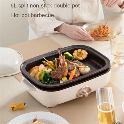 Electric Double Flavor Hot Pot Multifunctional Cooker Kitchen Barbecue