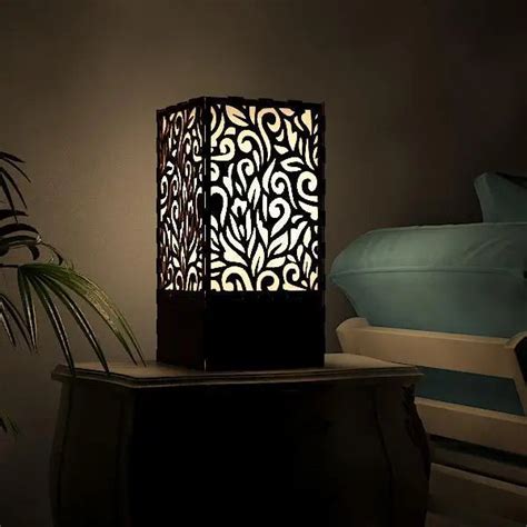 Floral Design Wood Table Lamp / Table Light / Modern Lamp - WallMantra