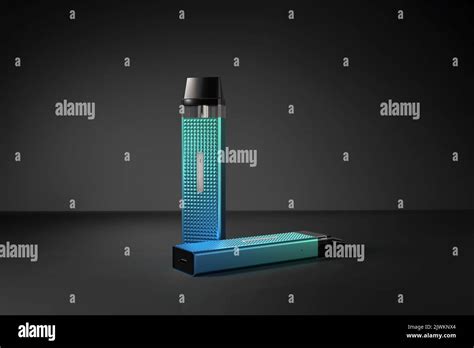 Blue And Green Vape Illustration Centered On A Black Scene Background