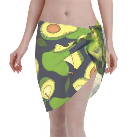 Disketp Fresh Avocado Women Swimsuit Cover Up Short Chiffon Summer Beach Sarong Bikini Wrap
