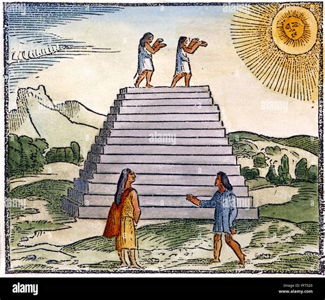 INCAS WORSHIPPING THE SUN NColored Woodcut From Girolamo Benzoni S