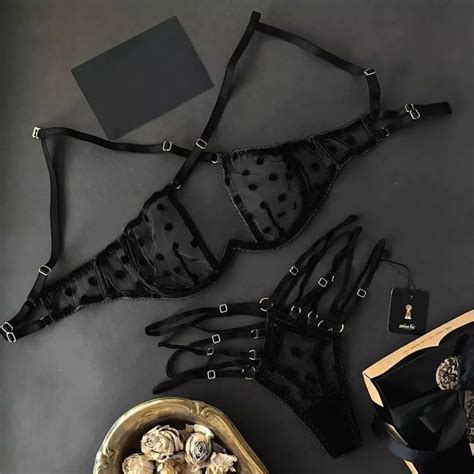 Dobby Mesh Tie Neck Underwire Lingerie Set Artofit