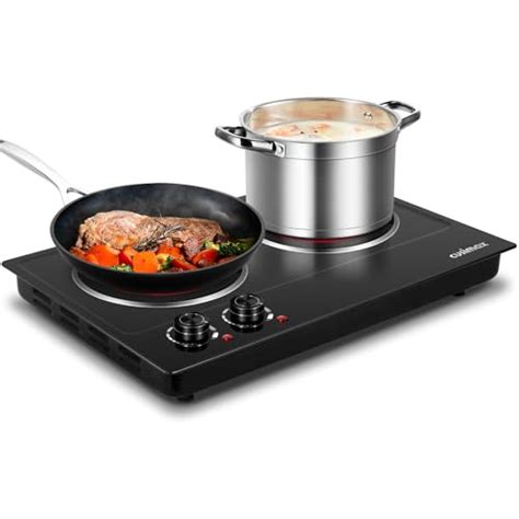 Cusimax Double Burner W Electric Hot Plate Ceramic Infrared Cooktop With Dual Control