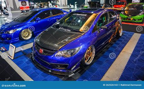 Blue Honda Civic Fd1 Sedan Displayed In The Indonesian Custom Show