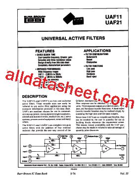 UAF11 Datasheet PDF Burr Brown TI