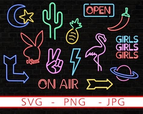layered neon signs bundle svg png jpg digital cut files etsy canada