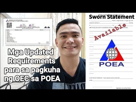 Mga Requirements Sa Pagkuha Ng Oec Sa Poea Overseas Employment