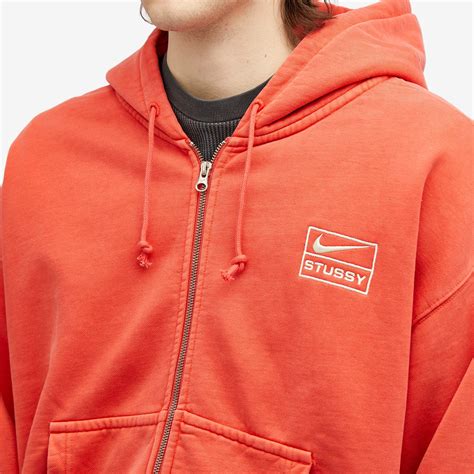 Nike X Stussy Fleece Hoodie Red And Natural End Gb