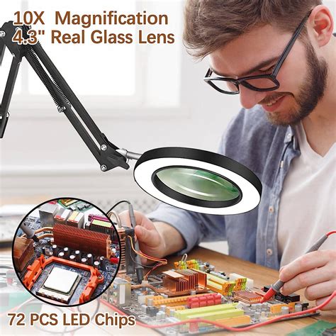 10X Magnifying Glass with Light - 72 LEDs, 3 Color Modes, Dimmable