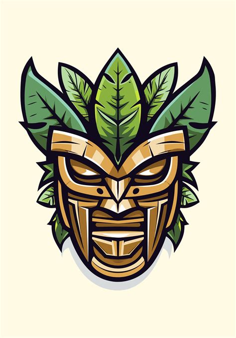 Embrace The Spirit Of The Islands With A Wooden Tiki Mask Tribal Logo