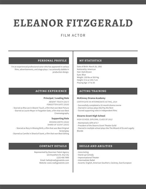 Customize 25 Acting Resumes Templates Online Canva