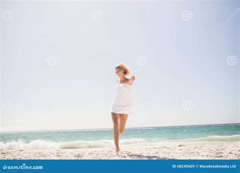 Pretty Blonde Woman Jumping Stock Image Image Of Portrait Sunlight 68245609