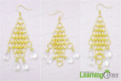 How To Make Golden Chain Maille Earrings With Crystal