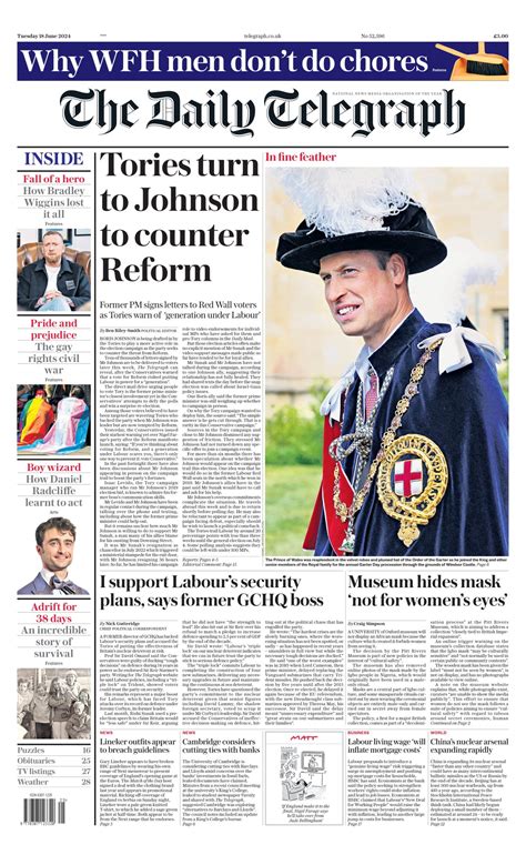 Daily Telegraph Front Page 18th Of June 2024 Tomorrow S Papers Today