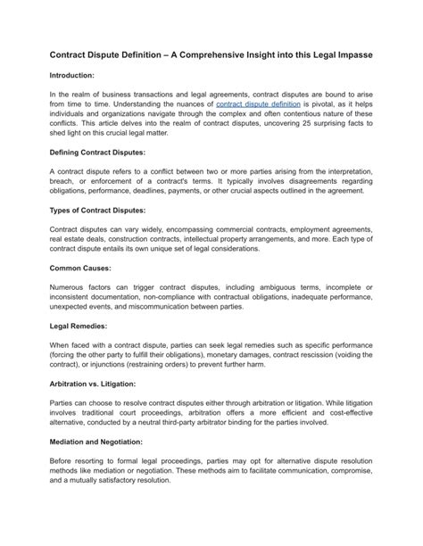 PPT Contract Dispute Definition A Comprehensive Insight Into This