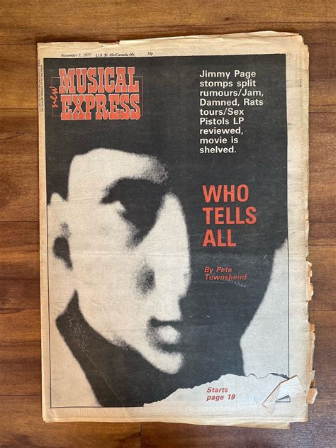 NME Nov Pete Townsend Sex Pistols Etsy
