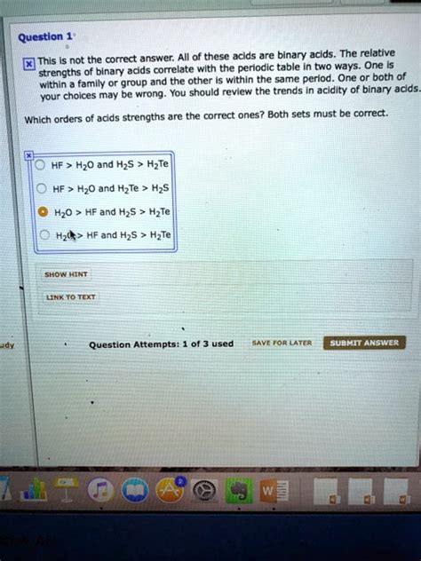 Solved Question This Is Not The Correct Answer Two Of These Acids