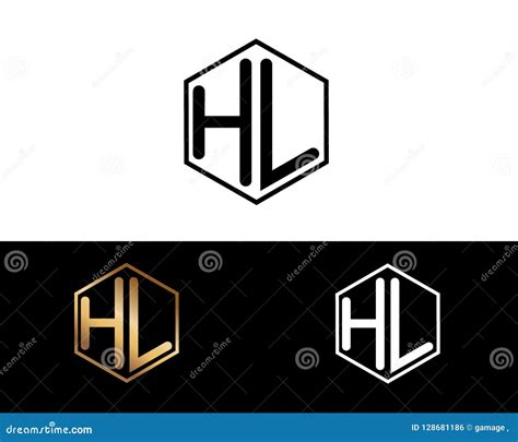 Hl Letters Linked With Hexagon Shape Logo Stock Vector Illustration